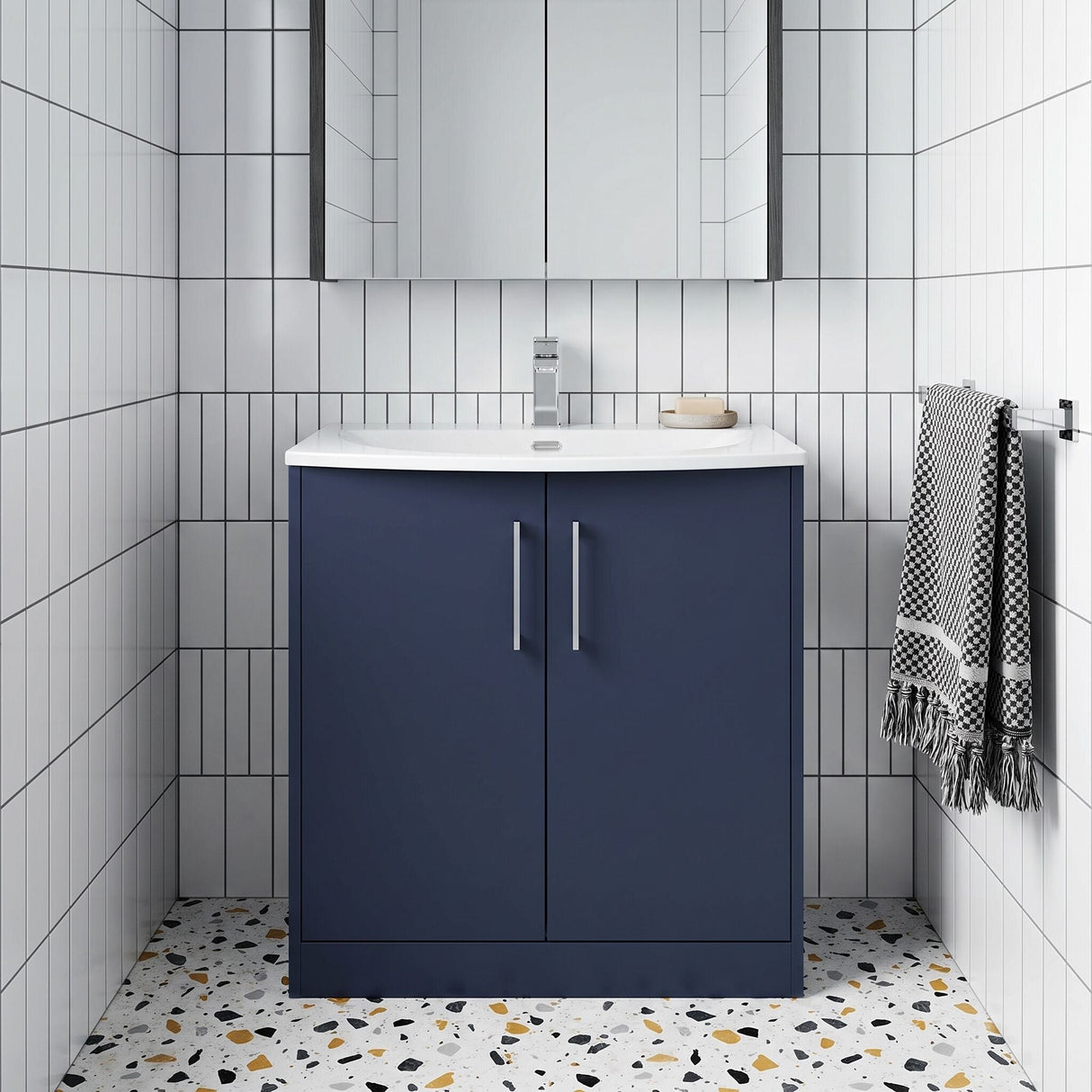 [BFPF2905G] Winshill Contemporary 2 Door Floor Standing Vanity Unit with Curved Basin - Choice of Size and Colour - Silo