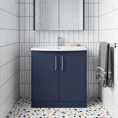 [BFPF2905G] Winshill Contemporary 2 Door Floor Standing Vanity Unit with Curved Basin - Choice of Size and Colour - Silo