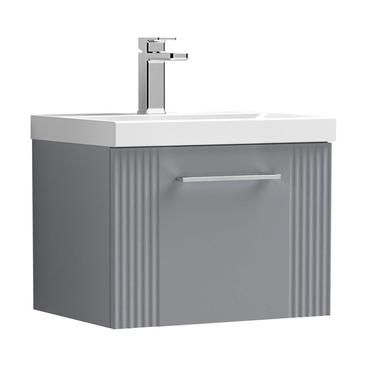 [BFPF291A] Belvide Partial Fluted 1 Drawer Wall Hung Vanity Unit with Mid-Edge 1 Tap Hole Ceramic Basin - Cutout