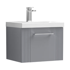[BFPF291A] Belvide Partial Fluted 1 Drawer Wall Hung Vanity Unit with Mid-Edge 1 Tap Hole Ceramic Basin - Cutout