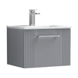 [BFPF291B] Partial Fluted 1 Drawer Wall Hung Vanity Unit with 1 Tap Hole Minimalist Basin - 500mm - Satin Grey - Cutout
