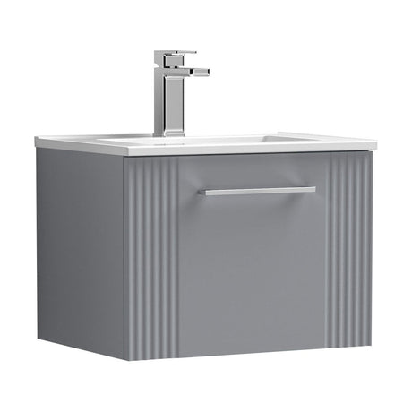 [BFPF291B] Belvide Retro Partial Fluted 1 Drawer Wall Hung Vanity Basin Unit with Minimalist Basin, Choice of Size and Colour - Cutout