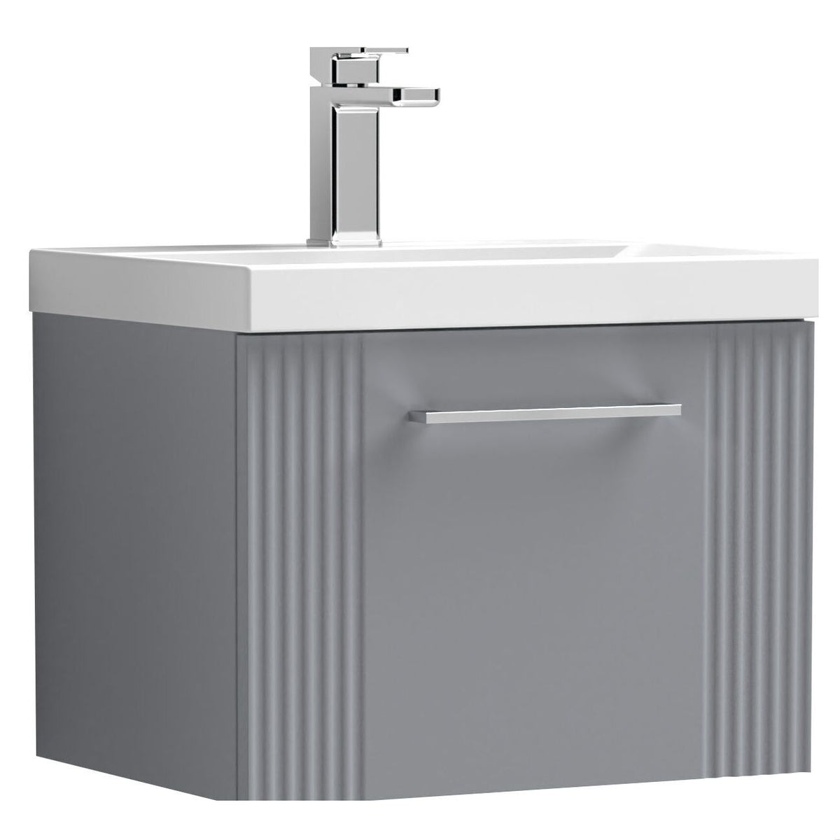 [BFPF291D] Belvide Retro Partial Fluted 1 Drawer Wall Hung Vanity Basin Unit with Thin-Edge Basin, Choice of Size and Colour - Cutout