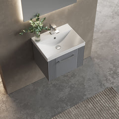 [BFPF291D] Belvide Retro Partial Fluted 1 Drawer Wall Hung Vanity Basin Unit with Thin-Edge Basin, Choice of Size and Colour - Lifestyle 2