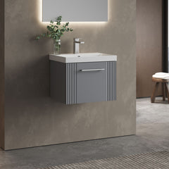 [BFPF291D] Belvide Retro Partial Fluted 1 Drawer Wall Hung Vanity Basin Unit with Thin-Edge Basin, Choice of Size and Colour - Lifestyle 3