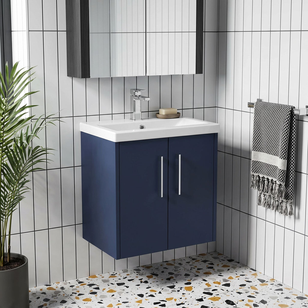 [BFPF2921A] Winshill Contemporary 2 Door Wall Hung Vanity Unit with Mid-Edge Basin - Choice of Size and Colour