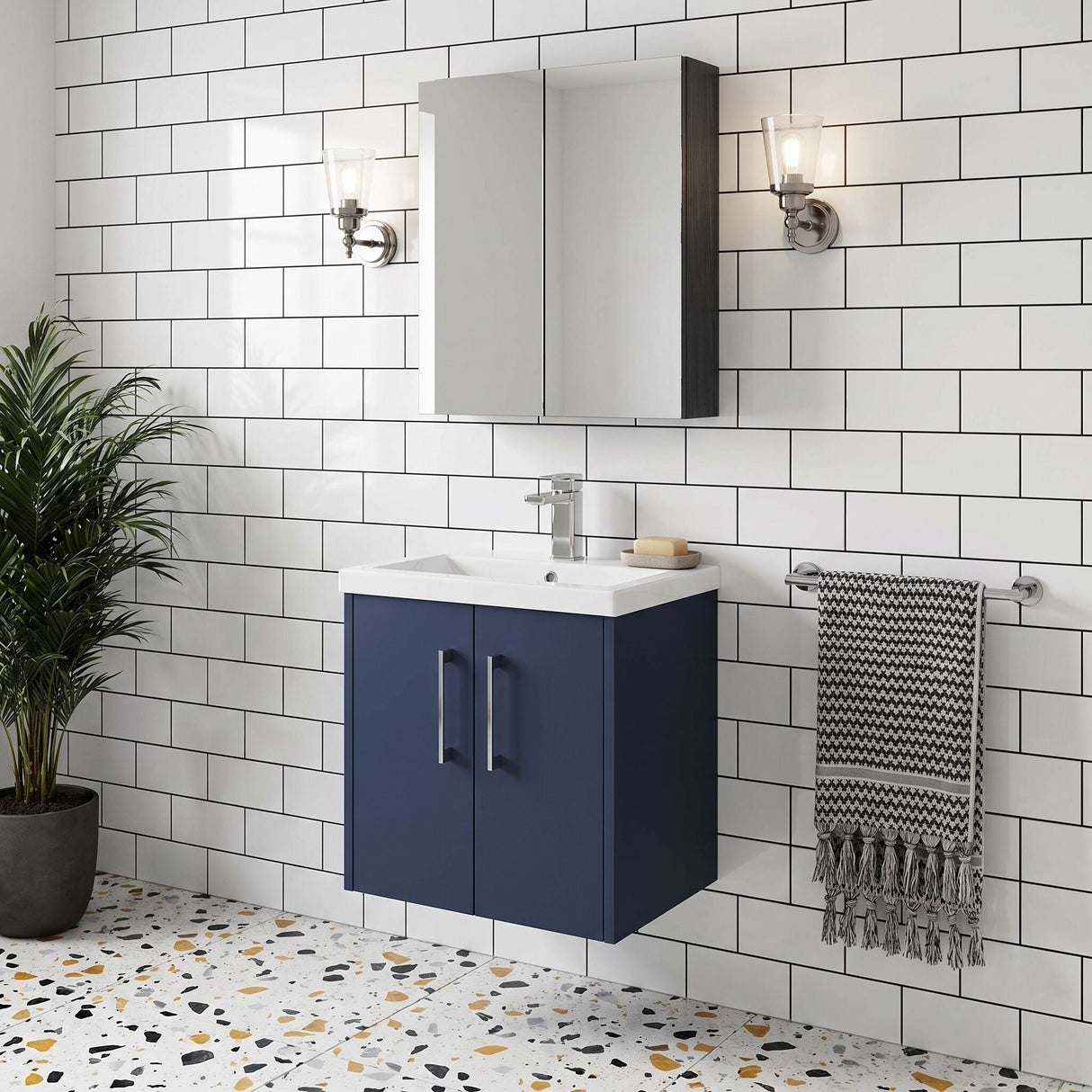 [BFPF2921A] Winshill Contemporary 2 Door Wall Hung Vanity Unit with Mid-Edge Basin - Choice of Size and Colour