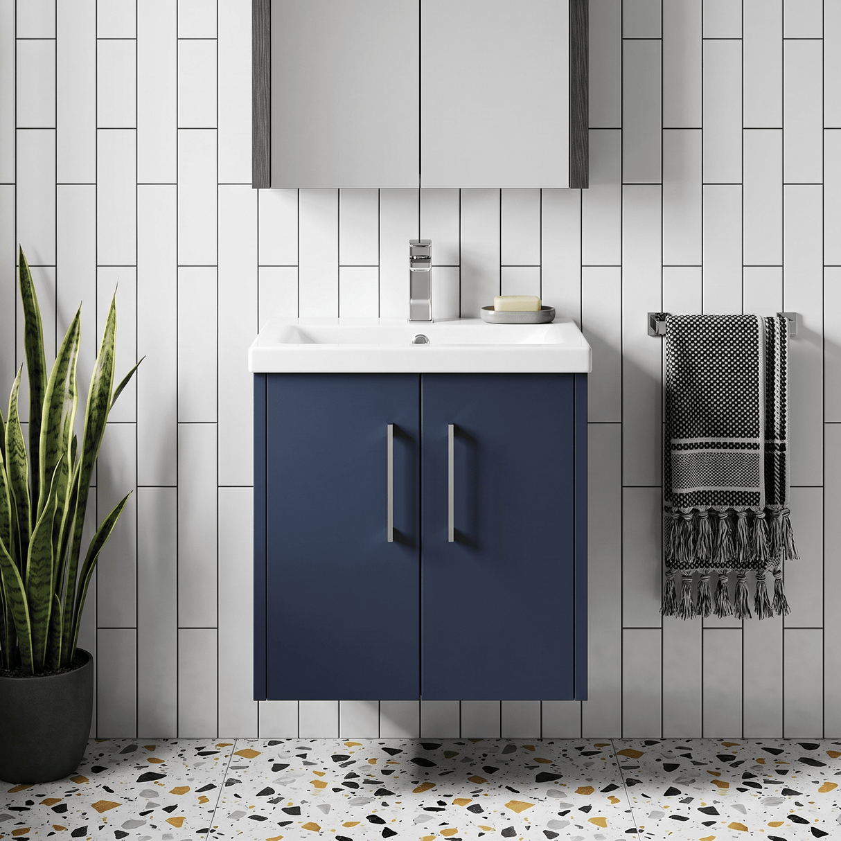 [BFPF2921A] Winshill Contemporary 2 Door Wall Hung Vanity Unit with Mid-Edge Basin - Choice of Size and Colour - Silo