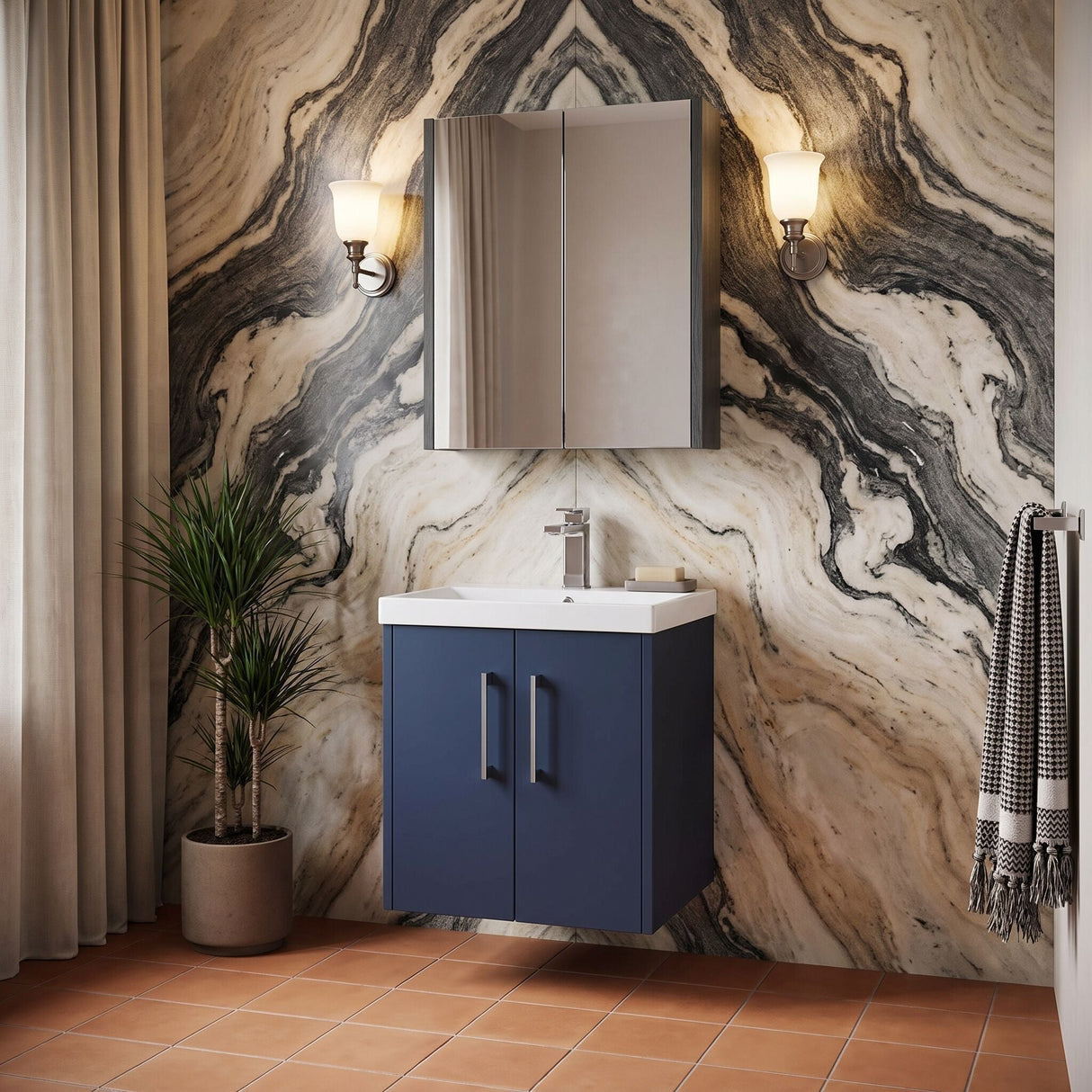 [BFPF2921D] Winshill Contemporary 2 Door Wall Hung Vanity Unit with Thin Edge Basin - Choice of Size and Colour