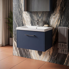 [BFPF2922A] Winshill Contemporary 1 Drawer Wall Hung Vanity Unit with Mid-Edge Basin - Choice of Size and Colour
