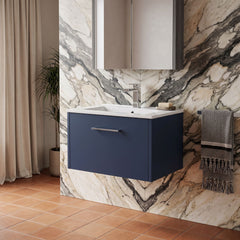 [BFPF2922B] Winshill Wall Hung 1 Drawer Vanity Unit with 1 Tap Hole Minimalist Basin, Choice of Size and Colour