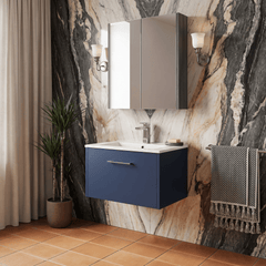 [BFPF2922B] Winshill Wall Hung 1 Drawer Vanity Unit with 1 Tap Hole Minimalist Basin, Choice of Size and Colour