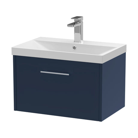 [BFPF2922D] Winshill Contemporary 1 Drawer Wall Hung Vanity Unit with Thin Edge Basin, Dark Blue, 600mm - Cutout