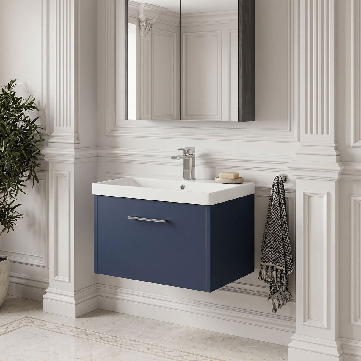 [BFPF2922D] Winshill Contemporary 1 Drawer Wall Hung Vanity Unit with Thin Edge Basin - Choice of Size and Colour