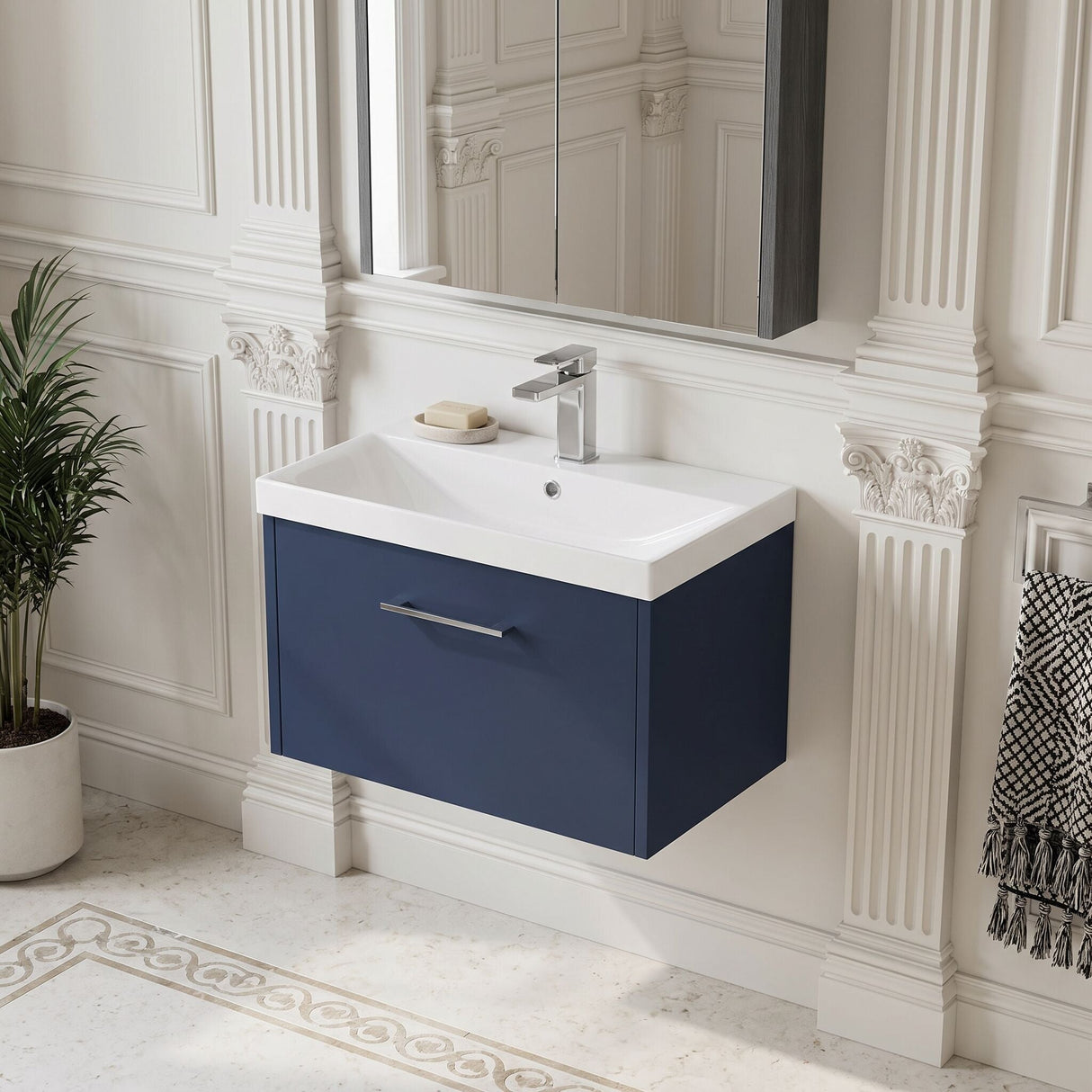 [BFPF2922D] Winshill Contemporary 1 Drawer Wall Hung Vanity Unit with Thin Edge Basin - Choice of Size and Colour