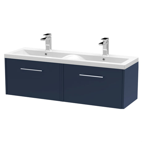 [BFPF2922F] Winshill Contemporary 2 Drawer Wall Hung Vanity Unit with Double Ceramic Basin, 1200mm, Choice of Colour - Cutout