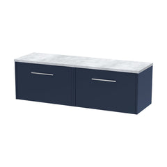[BFPF2922LBG2] Winshill Contemporary 2 Drawer Wall Hung Vanity Unit with Bellato Grey Laminate Worktop - Choice of Colour - Cutout