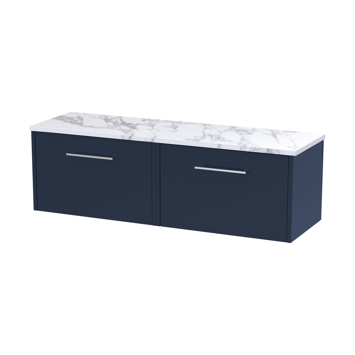 [BFPF2922LCM2] Winshill Contemporary 2 Drawer Wall Hung Vanity Unit with Carrera Marble Laminate Worktop - Choice of Colour - Cutout