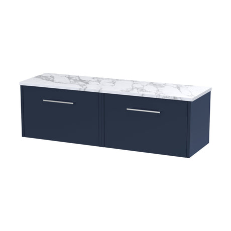 [BFPF2922LCM2] Winshill Contemporary 2 Drawer Wall Hung Vanity Unit with Carrera Marble Laminate Worktop - Choice of Colour - Cutout