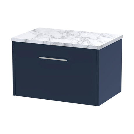 [BFPF2922LCM] Winshill Contemporary 1 Drawer Wall Hung Vanity Unit with Carrera Marble Laminate Worktop - Choice of Size and Colour - Cutout