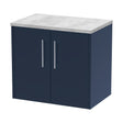 [BFPF2923LBG] Winshill Contemporary 2 Door Wall Hung Vanity Unit with Laminate Worktop, Dark Blue, 600mm - Cutout