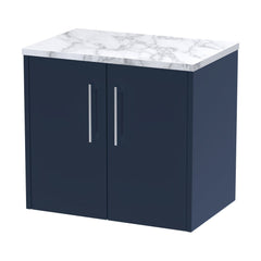[BFPF2923LCM] Winshill Contemporary 2 Door Wall Hung Vanity Unit with Carrera Marble Laminate Worktop - Choice of Colour - Cutout