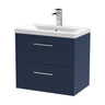 [BFPF2924A] Winshill Contemporary 2 Drawer Wall Hung Vanity Unit with Mid-Edge Basin - Choice of Size and Colour - Cutout
