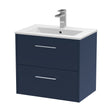 [BFPF2924B] Winshill Contemporary 2 Drawer Wall Hung Vanity Unit with Minimalist Basin, Dark Blue, 600mm - Cutout