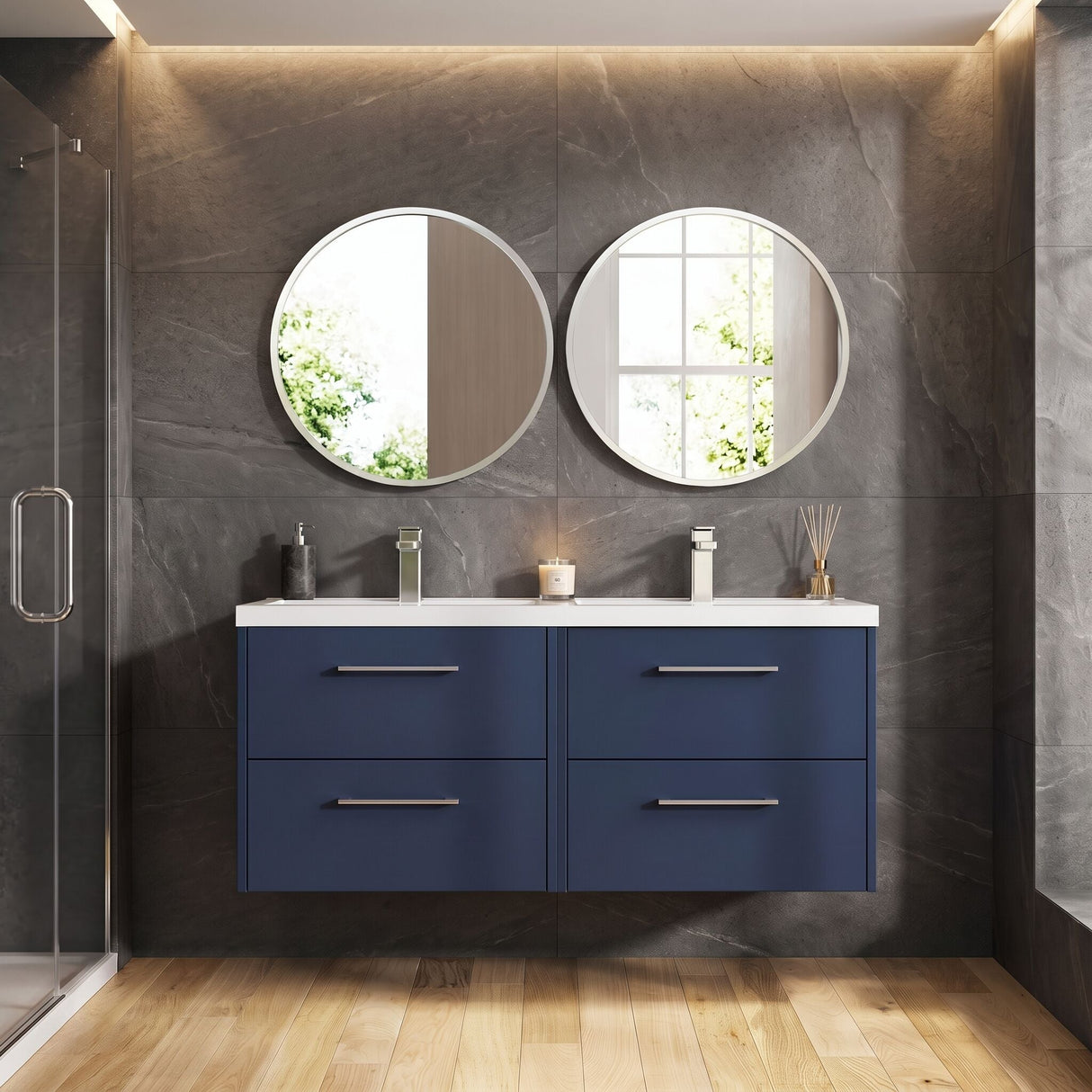 [BFPF2924C] Winshill Contemporary 4 Drawer 1200mm Wall Hung Vanity Unit with Double Basin - Choice of Colour