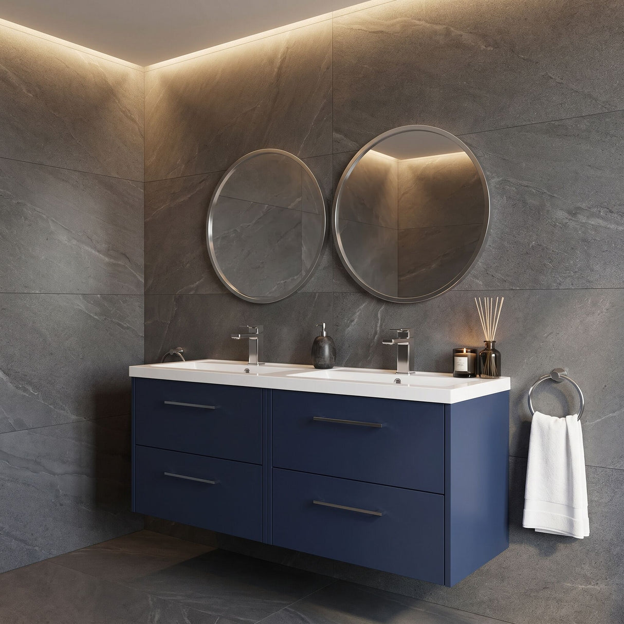 [BFPF2924C] Winshill Contemporary 4 Drawer 1200mm Wall Hung Vanity Unit with Double Basin - Choice of Colour