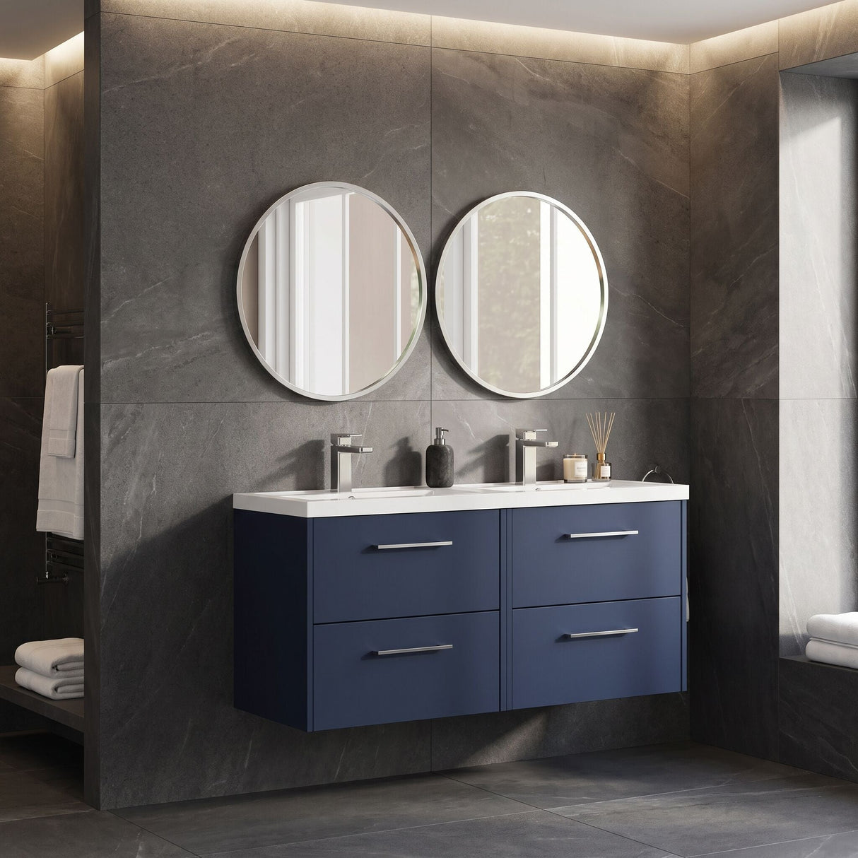 [BFPF2924C] Winshill Contemporary 4 Drawer 1200mm Wall Hung Vanity Unit with Double Basin - Choice of Colour