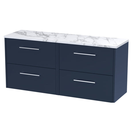 [BFPF2924LCM2] Winshill Contemporary 4 Drawer Wall Hung Vanity Unit with Carrera Marble Laminate Worktop - Choice of Colour - Cutout