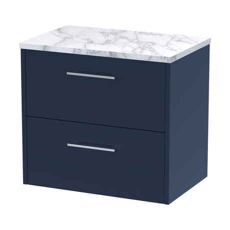 [BFPF2924LCM] Winshill Contemporary 2 Drawer Wall Hung Vanity Unit with Carrera Marble Laminate Worktop - Choice of Colour - Cutout