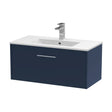 [BFPF2925B] Winshill Contemporary 1 Drawer Wall Hung Vanity Unit with Minimalist Basin, Dark Blue, 800mm - Cutout