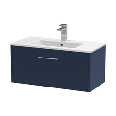 [BFPF2925B] Winshill Wall Hung 1 Drawer Vanity Unit with 1 Tap Hole Minimalist Basin, Choice of Size and Colour - Cutout