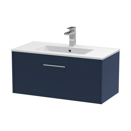 [BFPF2925B] Winshill Wall Hung 1 Drawer Vanity Unit with 1 Tap Hole Minimalist Basin, Choice of Size and Colour - Cutout