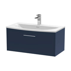 [BFPF2925G] Winshill Contemporary 1 Drawer Wall Hung Vanity Unit with Curved Basin, Choice of Size and Colour - Cutout