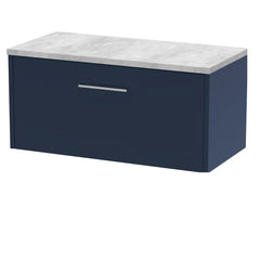 [BFPF2925LBG] Winshill Contemporary 1 Drawer Wall Hung Vanity Unit with Bellato Grey Laminate Worktop - Choice of Size and Colour - Cutout