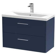 [BFPF2926A] Winshill Contemporary 2 Drawer Wall Hung Vanity Unit with Mid-Edge Basin - Choice of Size and Colour - Cutout
