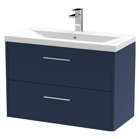 [BFPF2926A] Winshill Contemporary 2 Drawer Wall Hung Vanity Unit with Mid-Edge Basin - Choice of Size and Colour - Cutout