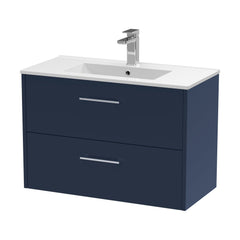 [BFPF2926B] Winshill Contemporary 2 Drawer Wall Hung Vanity Unit with Minimalist Basin, Choice of Size and Colour - Cutout