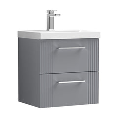 [BFPF292A] Belvide Partial Fluted 2 Drawer Wall Hung Vanity Unit with Mid-Edge 1 Tap Hole Ceramic Basin - Cutout