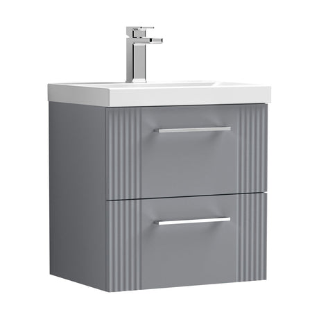 [BFPF292A] Belvide Partial Fluted 2 Drawer Wall Hung Vanity Unit with Mid-Edge 1 Tap Hole Ceramic Basin - Cutout