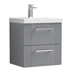 [BFPF292D] Belvide Retro Partial Fluted 2 Drawer Wall Hung Vanity Basin Unit with Thin-Edge Basin, Choice of Size and Colour - Cutout