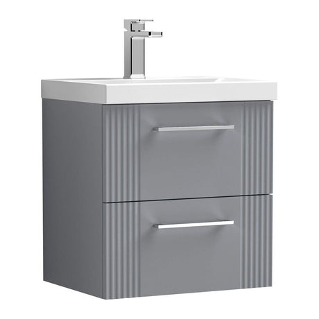 [BFPF292D] Belvide Retro Partial Fluted 2 Drawer Wall Hung Vanity Basin Unit with Thin-Edge Basin, Choice of Size and Colour - Cutout