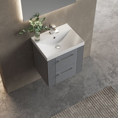 [BFPF292D] Belvide Retro Partial Fluted 2 Drawer Wall Hung Vanity Basin Unit with Thin-Edge Basin, Choice of Size and Colour - Lifestyle 2
