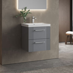 [BFPF292D] Belvide Retro Partial Fluted 2 Drawer Wall Hung Vanity Basin Unit with Thin-Edge Basin, Choice of Size and Colour - Lifestyle 3
