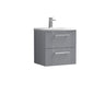 [BFPF292G] Belvide Retro Partial Fluted 2 Drawer Wall Hung Vanity Basin Unit with Curved Basin, Choice of Size and Colour - Cutout