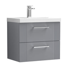 [BFPF293A] Belvide Partial Fluted 2 Drawer Wall Hung Vanity Unit with Mid-Edge 1 Tap Hole Ceramic Basin - Cutout