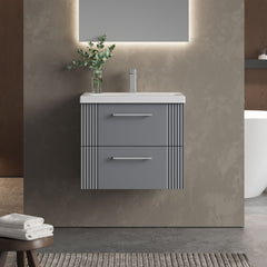 [BFPF293A] Belvide Partial Fluted 2 Drawer Wall Hung Vanity Unit with Mid-Edge 1 Tap Hole Ceramic Basin - Lifestyle 1
